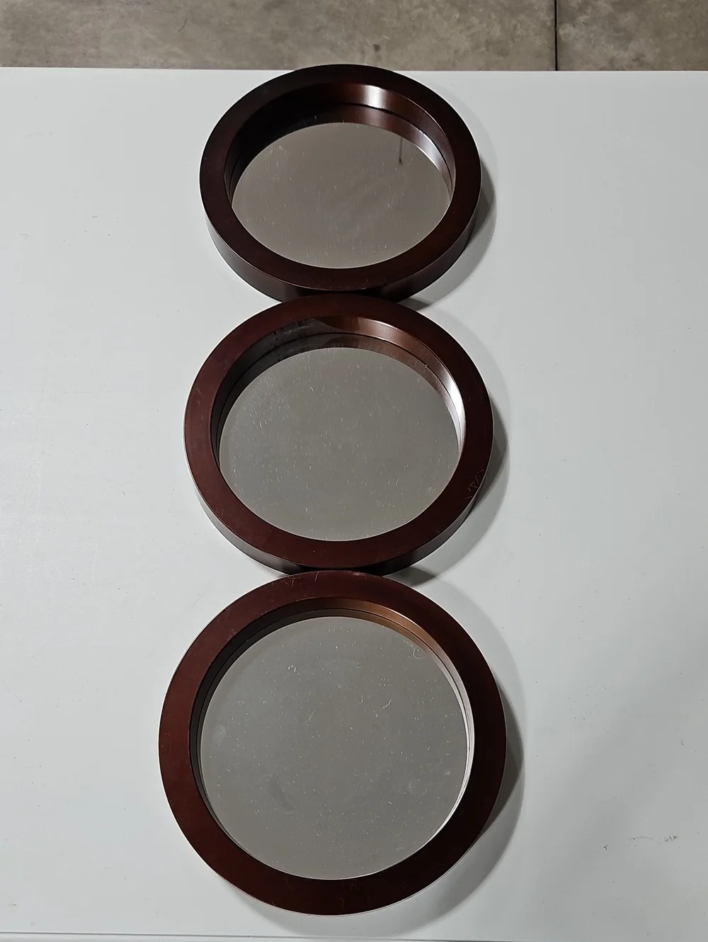 Round Wall Mirror Trio in Dark Brown